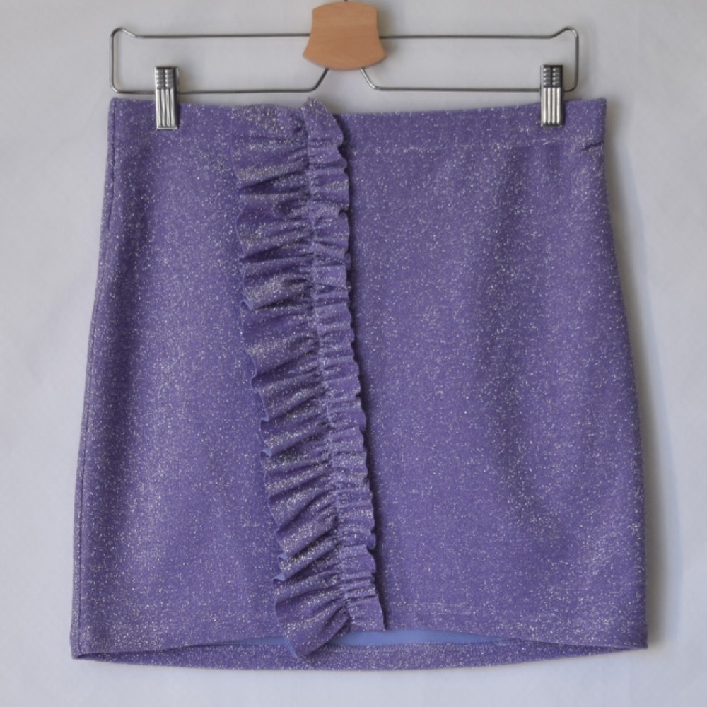 NWT Soaked In Luxury Metallic Lavender Frill Skirt